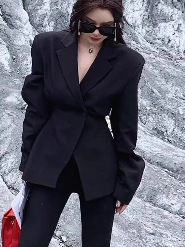 Spring Women Black Blazer Pants Suit New Fashion Elegant Style Work Business Female Single Button Clothes Two Piece Set