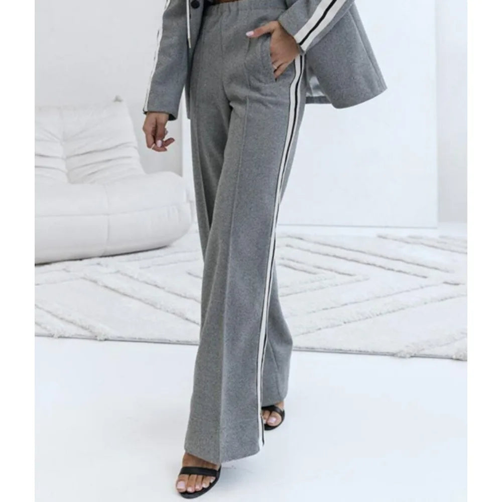 Suit suit two-piece 2024 autumn and winter new double-breasted pocket suit INS loose fashion casual two-piece suit